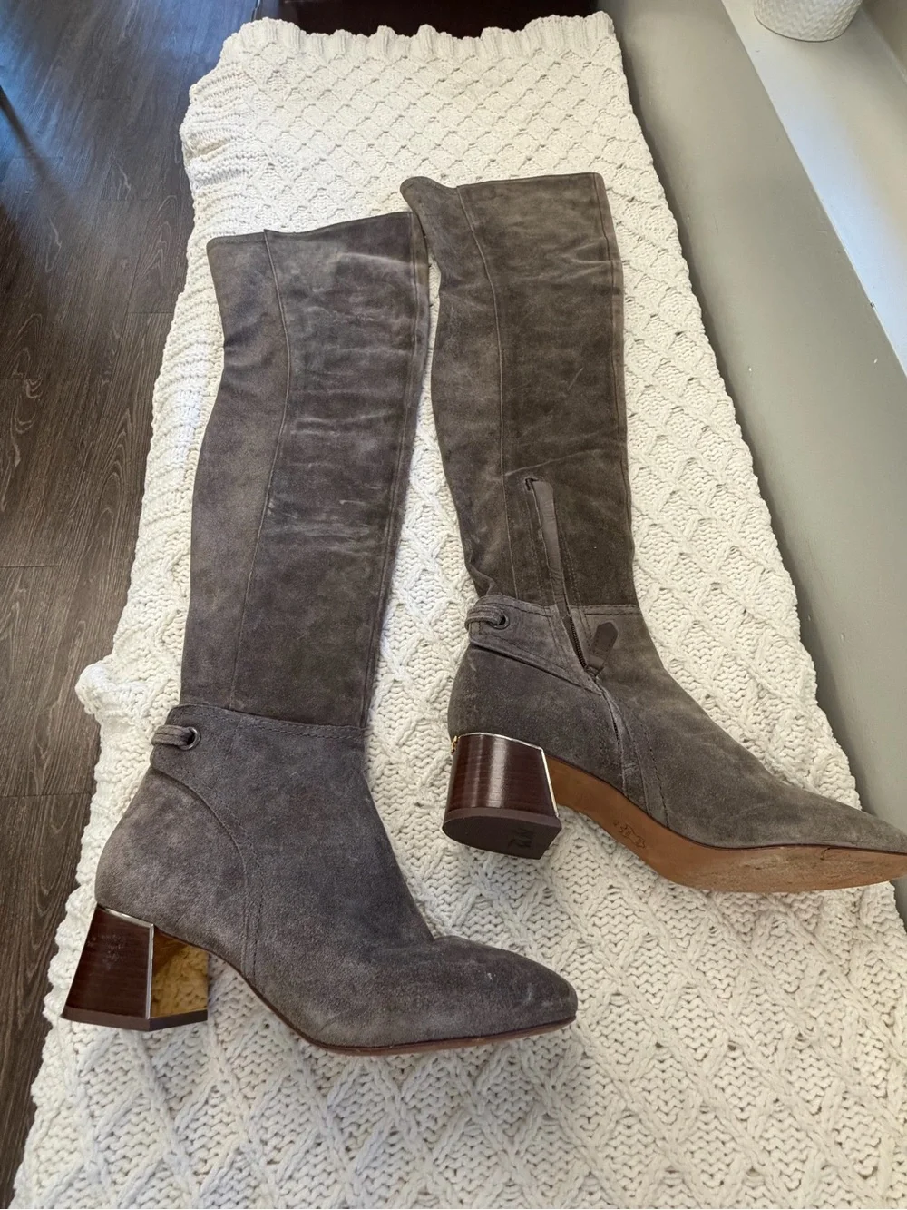 Tory Burch Gigi suede over-the-knee boots in taupe